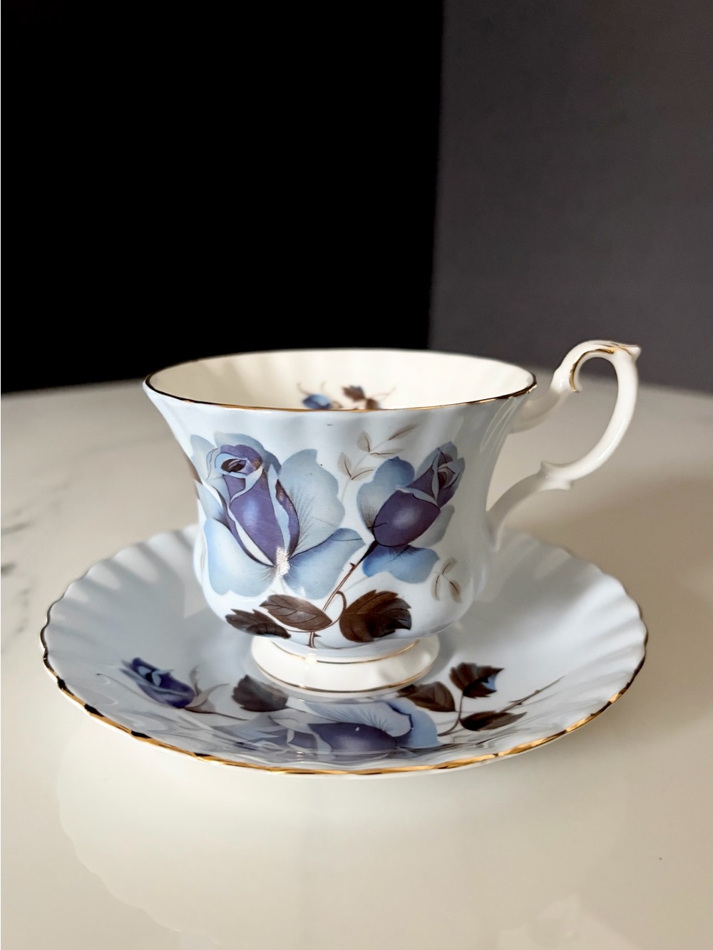 Blue Rose Cup & Saucer by Royal Albert
